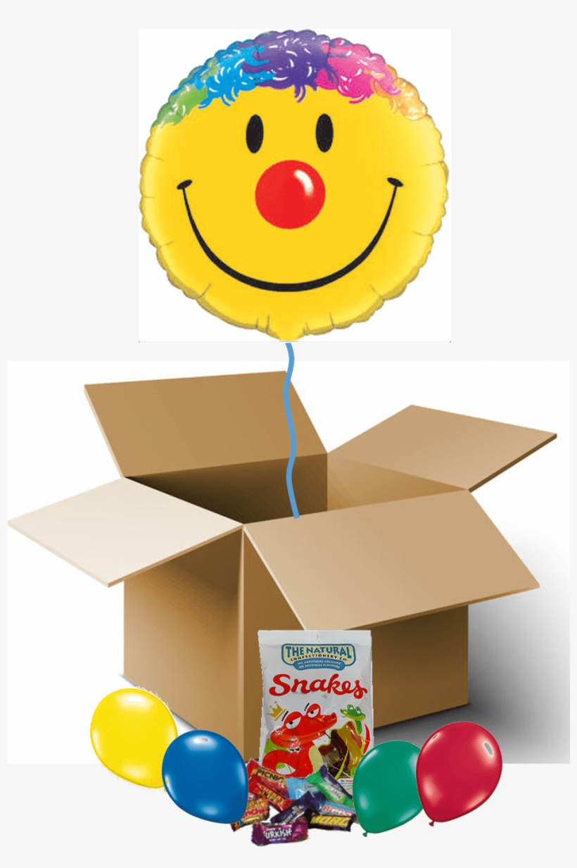 Clown Smiley Face Balloon In A Box - Loonballon Smile Face Hair Balloon, Standard Foil Balloon,, transparent png download