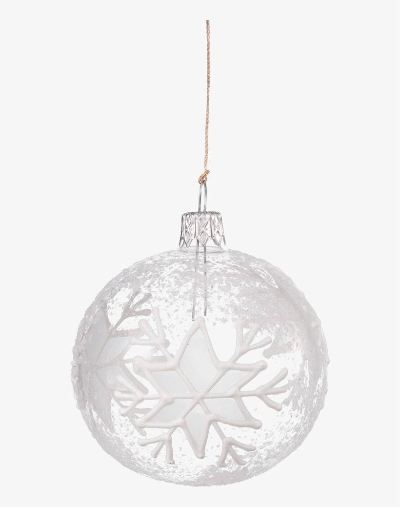 Glass Bauble With White Flakes, 7 Cm - Png White Christmas Baubles, transparent png download