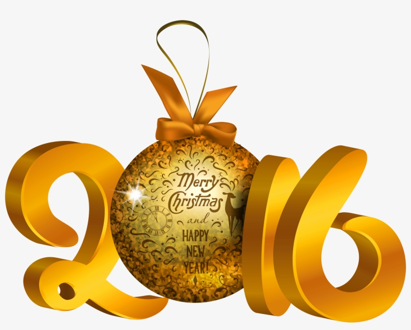 Yellow 2016 Decoration Png Clipart - 2016 Christmas Balls Png, transparent png download