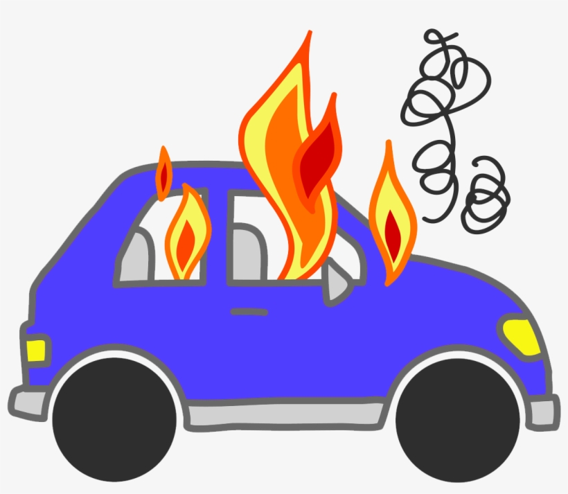 Cars On Noxad Org Bluecaronfire - Car On Fire Cartoon, transparent png download
