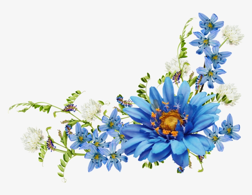 Victorian Flowers, Vintage Flowers, Blue Flowers, Small - Blue Border Flowers In Png, transparent png download