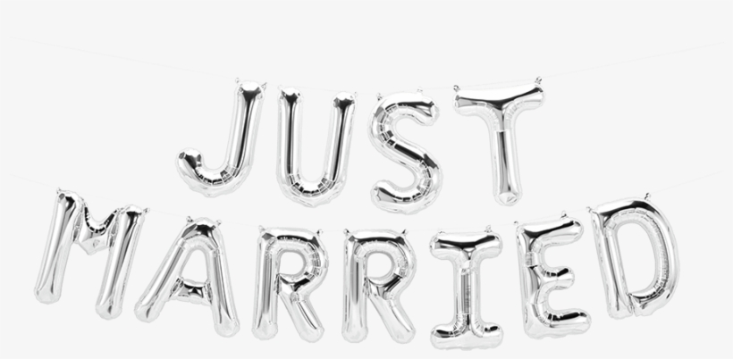 Just Married Balloon Banner - Silver, transparent png download