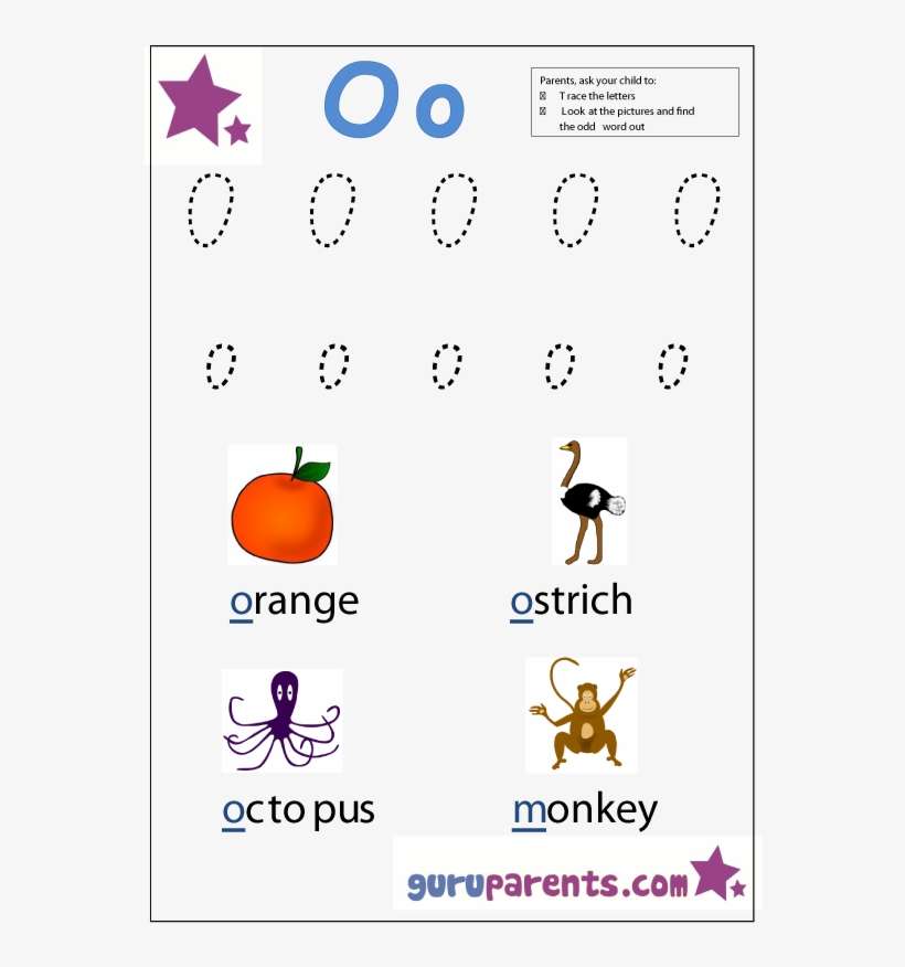 Letter O Worksheet - Challenge Supporting Kids With Cancer, transparent png download