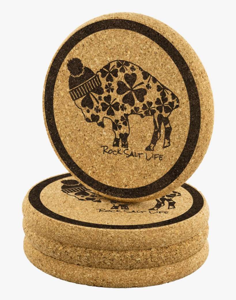 Lucky Buffalo Rock Salt Life© Round Cork Coasters - Elephant, transparent png download