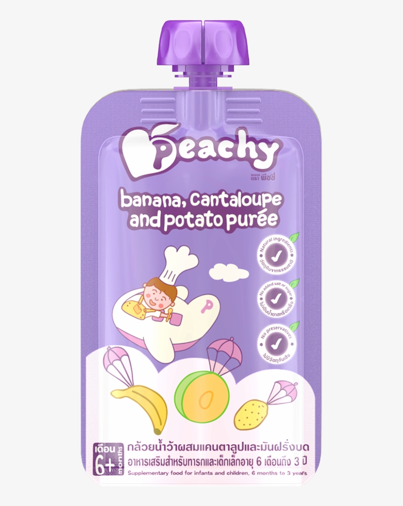 Peachy Baby Puree Banana, Cantaloupe And Potato - Peachy Baby Food Png, transparent png download