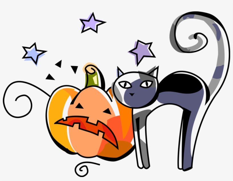 Vector Illustration Of Halloween Black Cat Associated - Monografia De Halloween, transparent png download