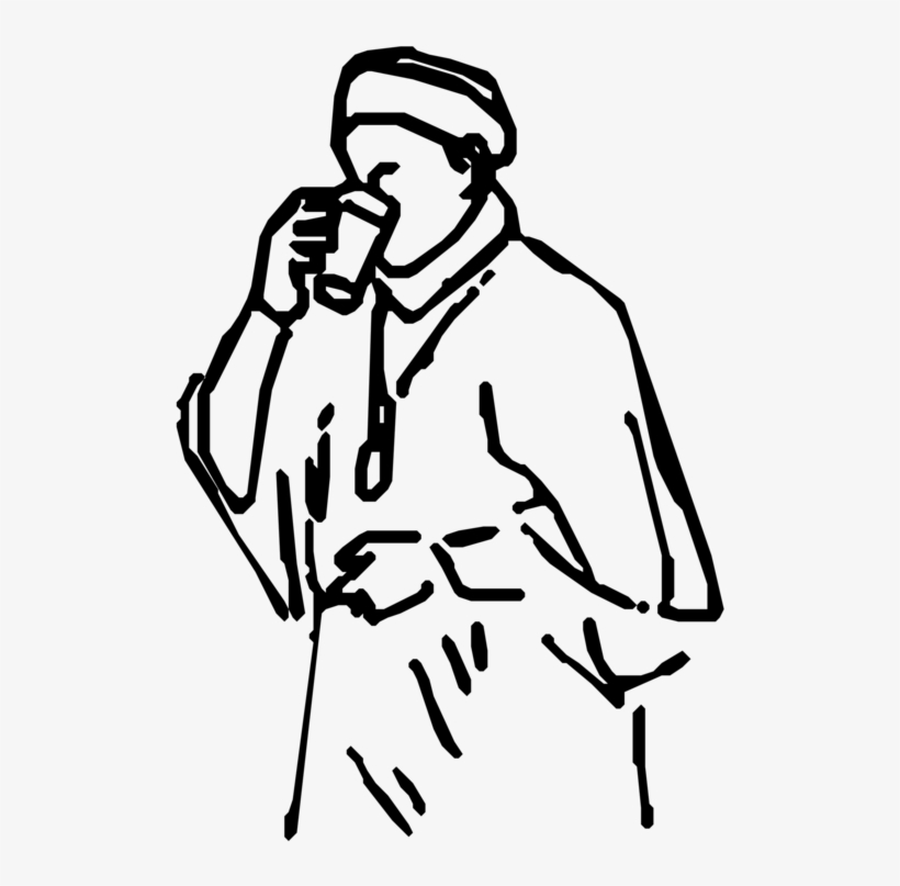 Drawn Shirt Silhouette Png - Sketsa Orang Minum Kopi, transparent png download