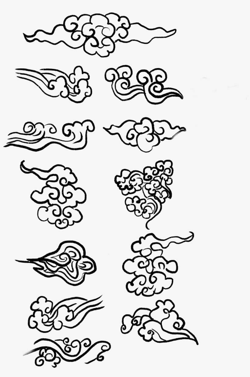 Cloud Auspicious Linear Black White Png And Psd - Drawing, transparent png download