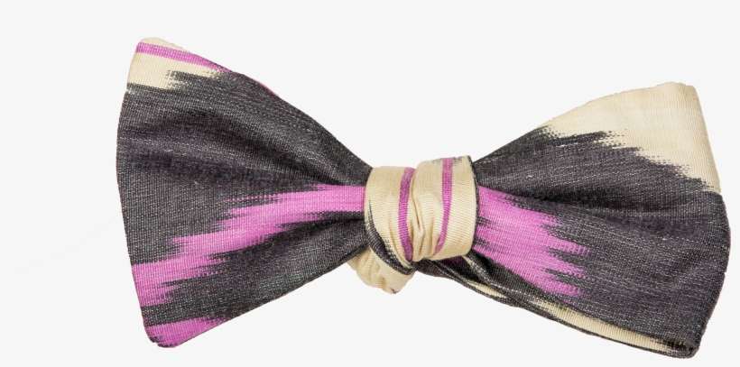 "lagniappe" Bow Tie In Silk Ikat, Ivory, Purple And - Formal Wear, transparent png download