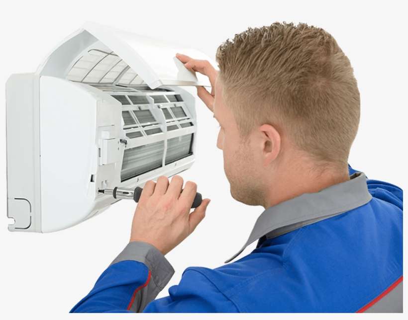 Technician Repairing Air Conditioner - Air Conditioner, transparent png download