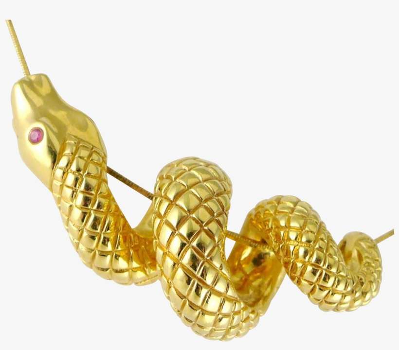 Vintage 18k Gold Coiled Snake Necklace - Gold Snake Png, transparent png download