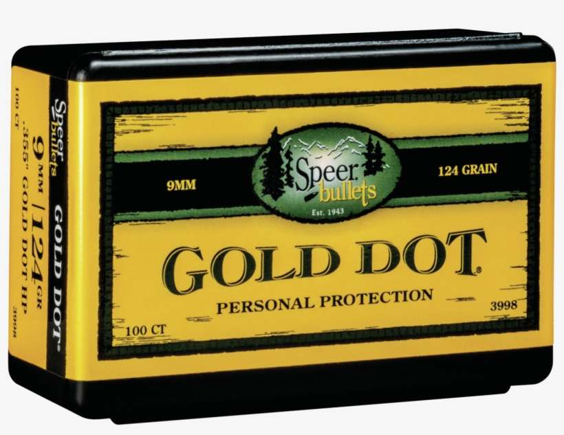 Speer Bullets 3998 Gold Dot Personal Protection 9mm - Bullet, transparent png download