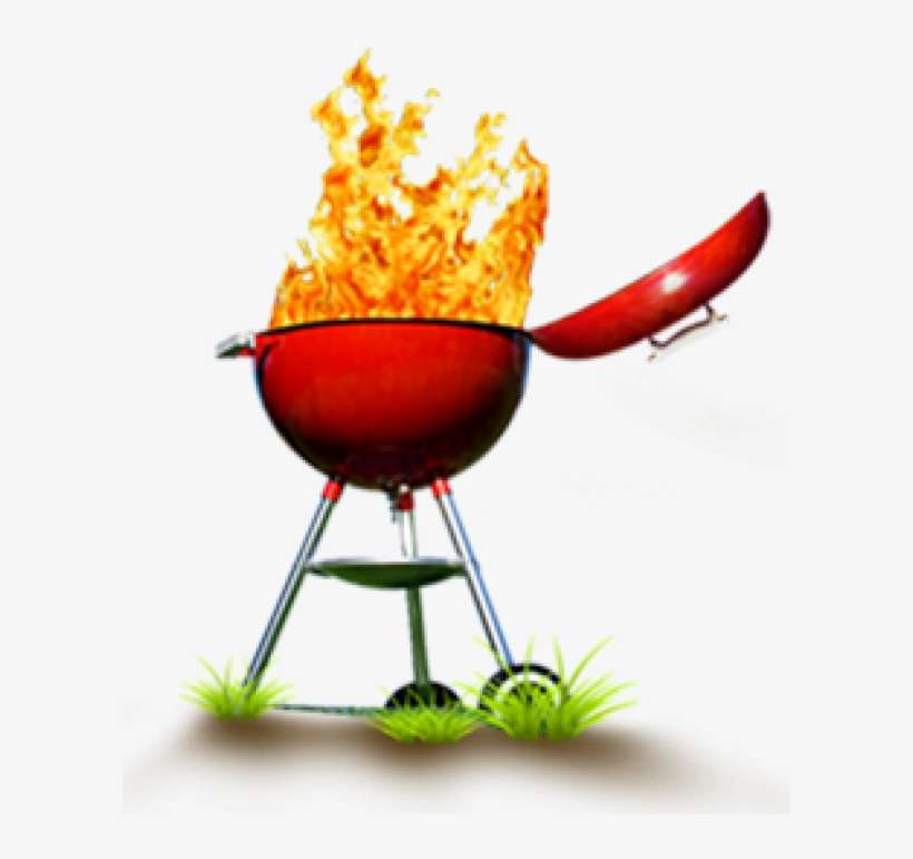 Clipart Grill Image - Red Grill With Flames, transparent png download