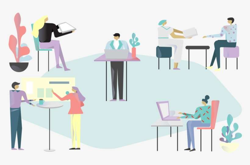 Office Coworking People Office Vector Web Illustration - Cartoon, transparent png download