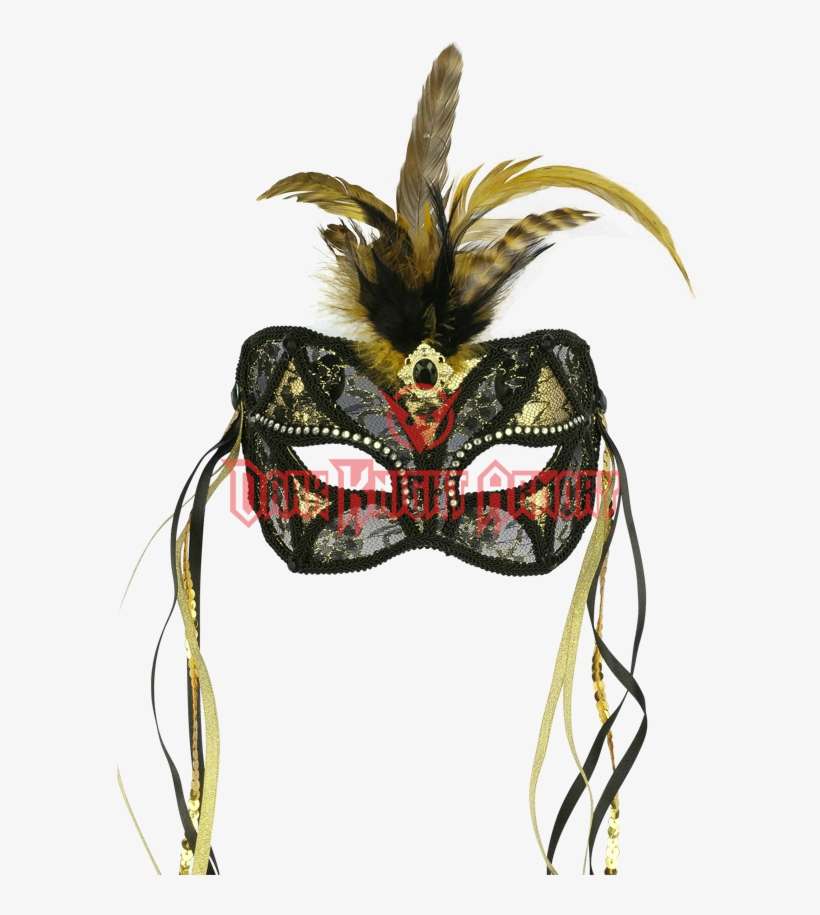 Masquerade Mask Black And Gold Lace, transparent png download