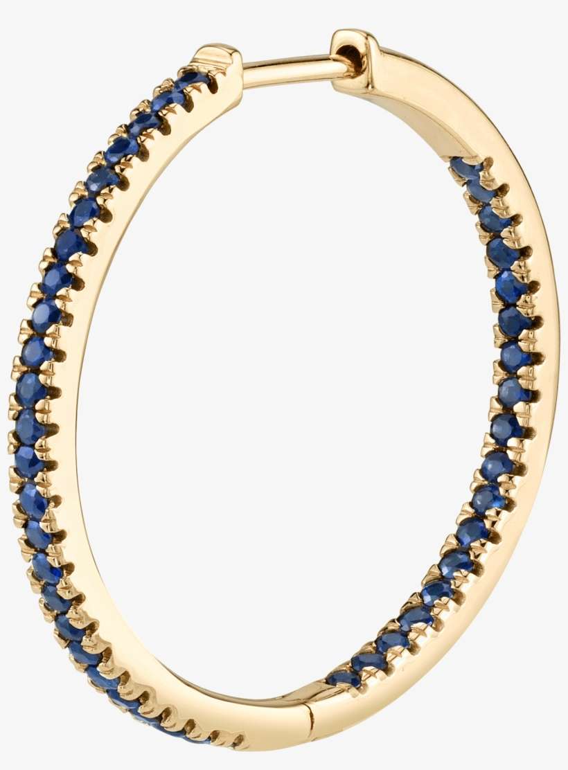 Large Blue Sapphire Inside Out Hoop Earring - Bangle, transparent png download