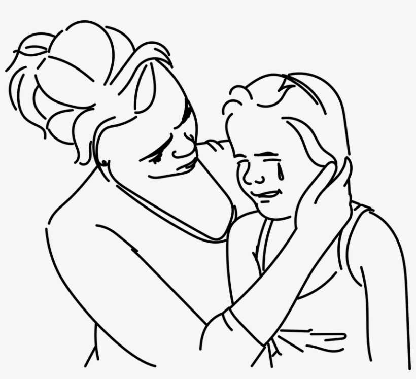 Crying Tears Png - Mother And Daughter Crying Drawing, transparent png download