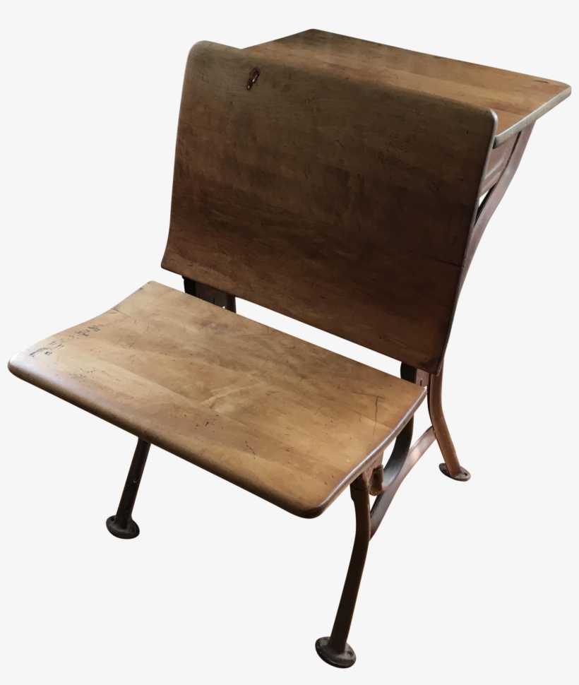 Vintage School Desk & Bench Chair - Chair, transparent png download