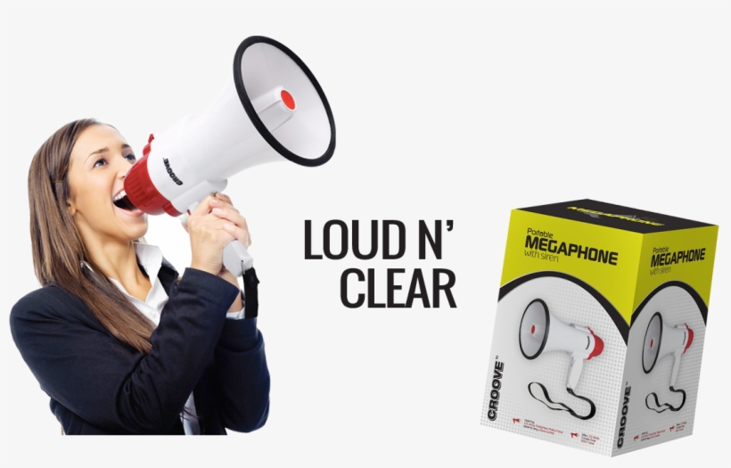 Portable 30 Watt Bullhorn/megaphone With Siren & Cheering - Girl, transparent png download