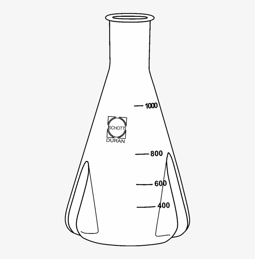 Ecolab Erlenmeyer Flask With Baffle, 500 Ml, 2 Pcs/pack - Glass Bottle, transparent png download