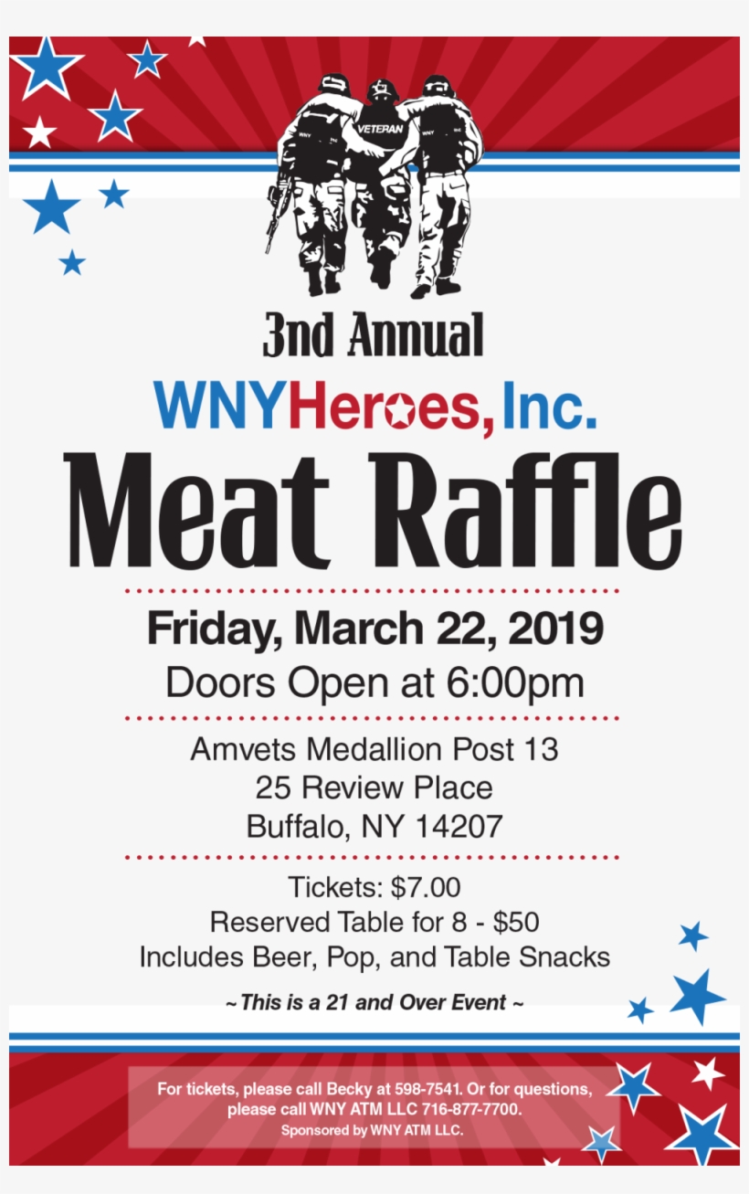 Wny Heroes Meat Raffle Posrer 1 17 19 - Poster, transparent png download