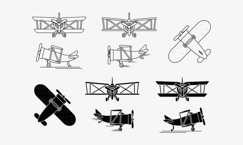 Biplane Icon Set - Biplane Pictogram, transparent png download