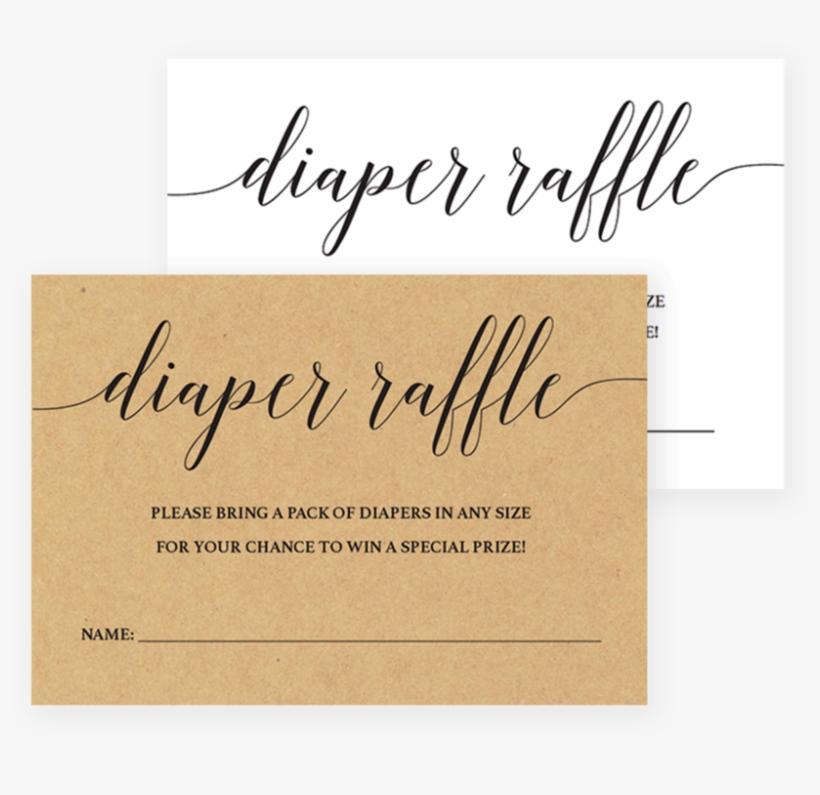 Kraft Baby Shower Diaper Raffle Tickets By Littlesizzle - Calligraphy, transparent png download