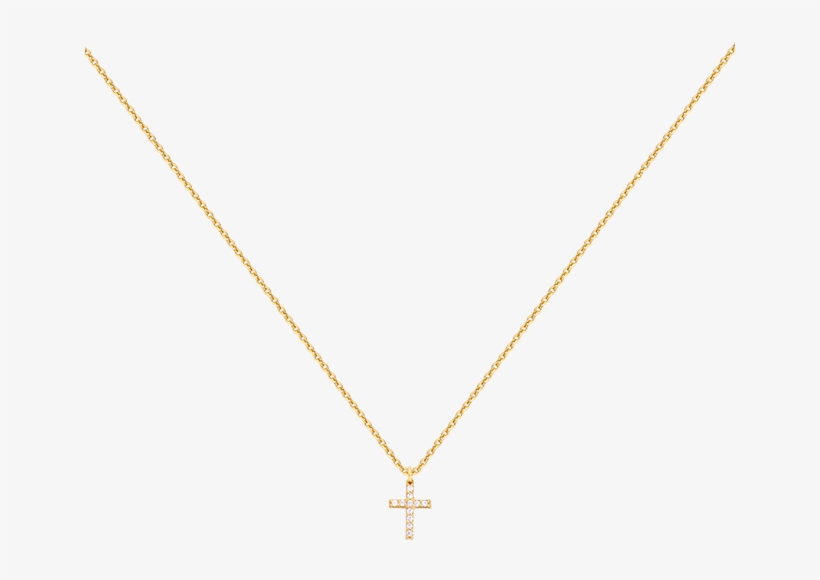 Necklace With Cross Pendant With White Zircons - Gouden Letters Voor Ketting, transparent png download