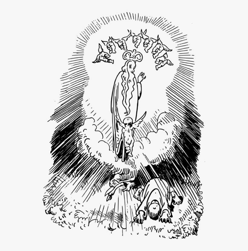 Statue Black And White Drawing Angel - Clip Art, transparent png download