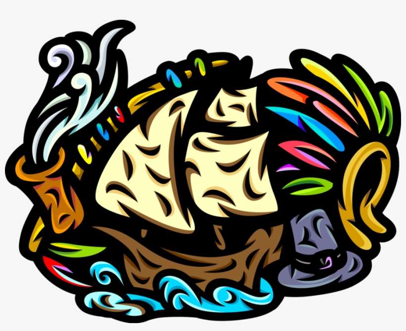 Vector Illustration Of Pioneer Pilgrim Sailing Vessel - Illustration, transparent png download