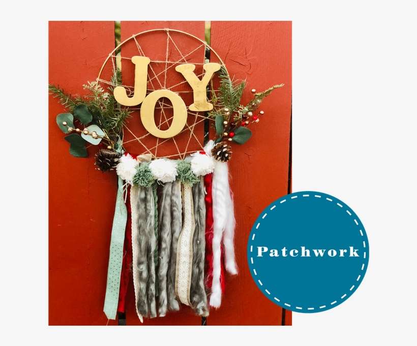 Patchwork Presents "christmas Joy" Holiday Wreath - Wreath, transparent png download