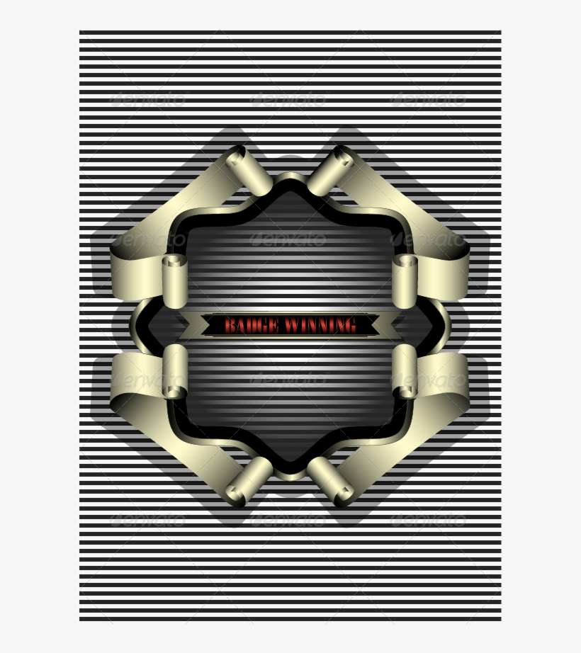 Silver Frame For The Badge On Striped Background - Illustration, transparent png download