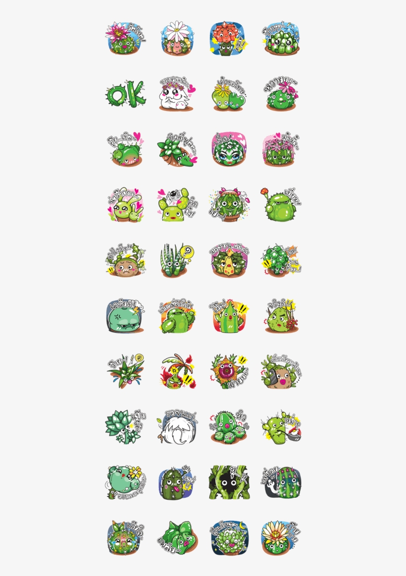 Cute Cactus Family - Money Sticker Line, transparent png download