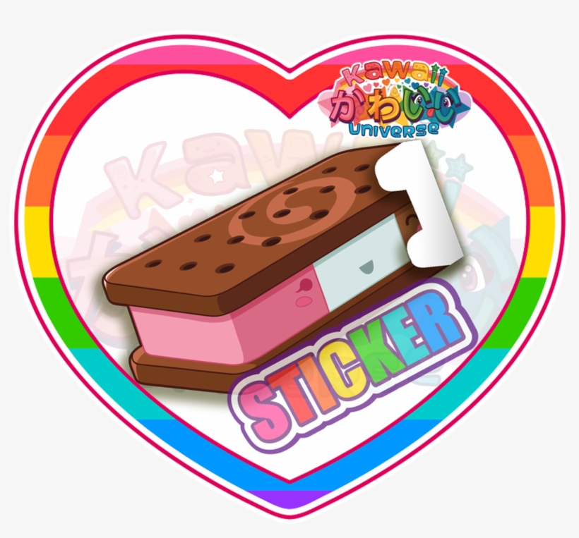 Cute Neapolitan Ice Cream Sandwich Sticker - Sushi, transparent png download
