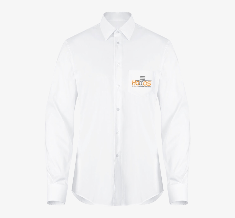 Hattos Aplique Da Marca Em Camisa Social Para Uniforme - Tom Tailor White Shirt, transparent png download