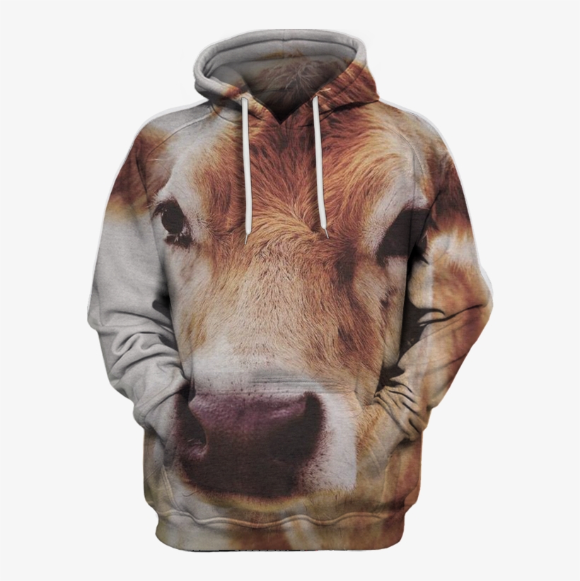 3d All Over Print Cow Face Shirt - Hoodie, transparent png download
