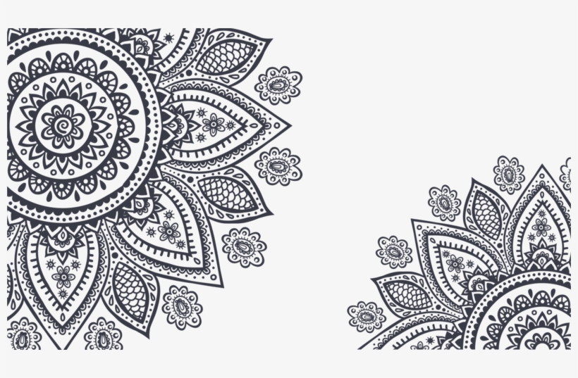 Flower Frame Ornament Royalty Free Black Mehndi - Mehndi Border Design Png, transparent png download