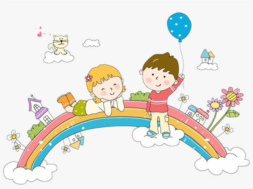 Rainbow Information Whiteboard Child Cartoon Interactive - 小朋友 卡通, transparent png download