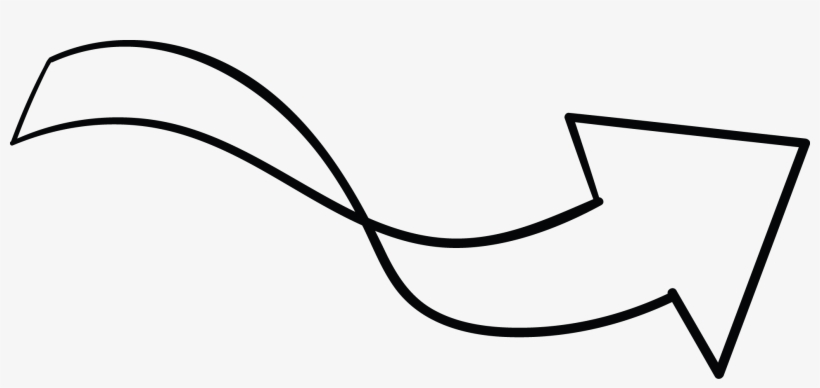 Right Arrow White Twist Tail Doodle - Line Art, transparent png download