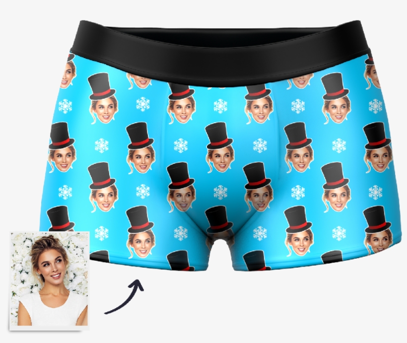 Men's Custom Christmas Snowman Face Boxer Shorts, - Underpants, transparent png download
