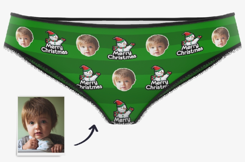 Christmas Snowman Green Panties Printed Face - Underpants, transparent png download