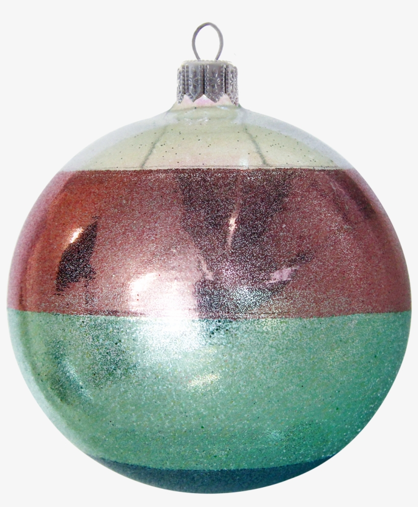 Glass Bauble With Rose-green Stripes Handcrafted By - Christmas Ornament, transparent png download