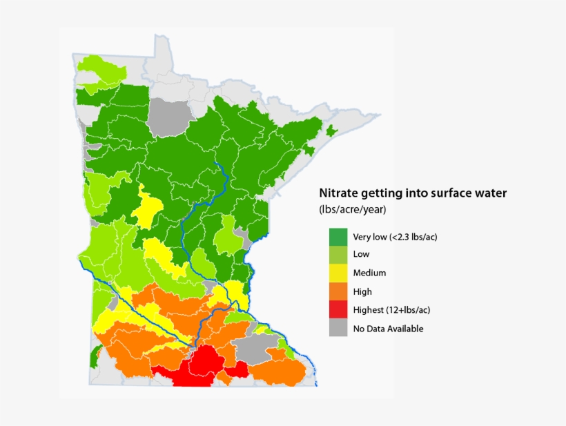 Minnesota Map Showing Pounds Per Acre Per Year Of Nitrate Minnesota