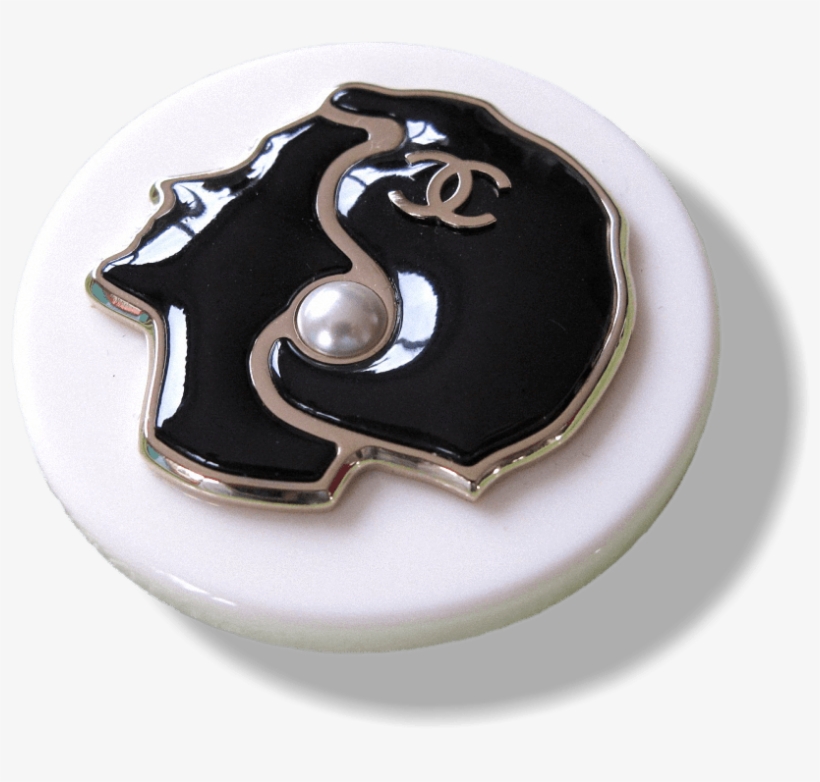 Chanel 2018 Black/white Resine Coco Pearl Gripoix Brooch, - Emblem, transparent png download