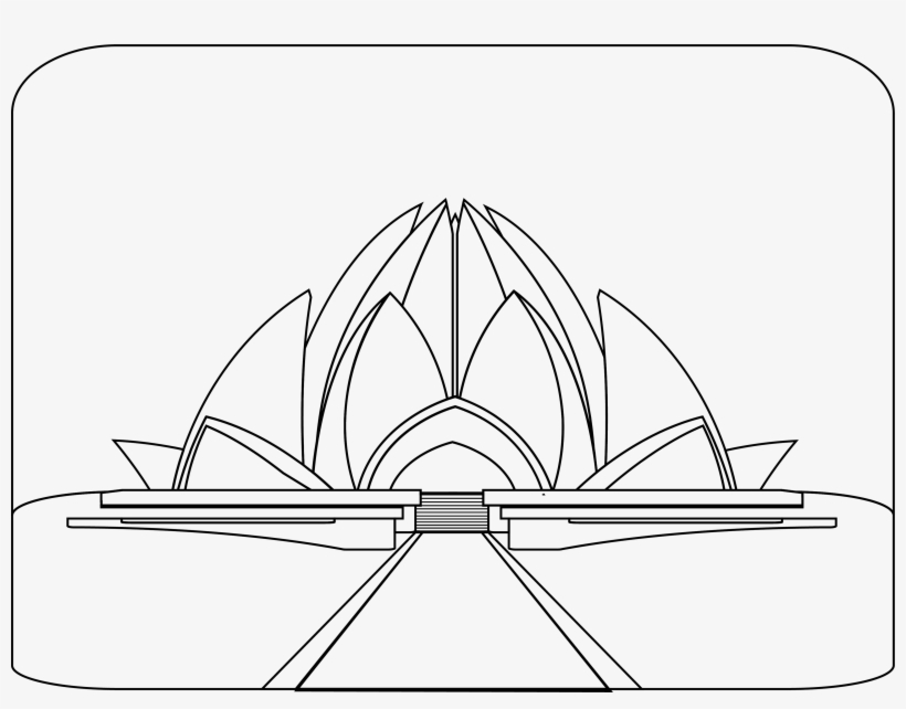 New Delhi's Lotus Temple Vector - Lotus Temple Drawing Easy, transparent png download