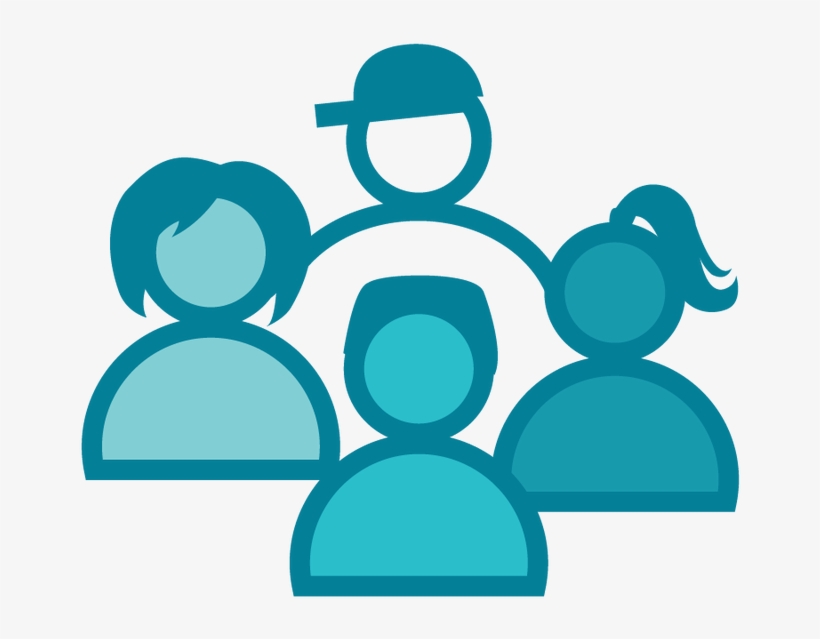 Blue Illustrated Icon Showing Four Individuals Of Varying - Illustration, transparent png download