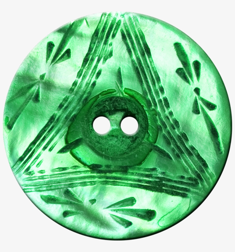 Button With Triangle And Floral Design, Green - Circle, transparent png download