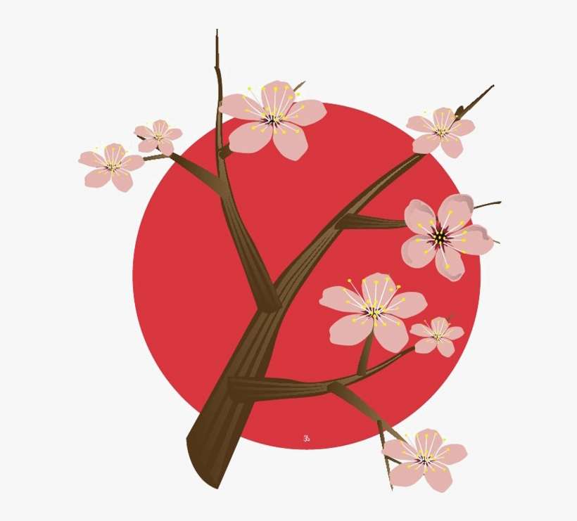 Japanese Flowering Cherry Png Free Download - Japan Cherry Blossom Art, transparent png download