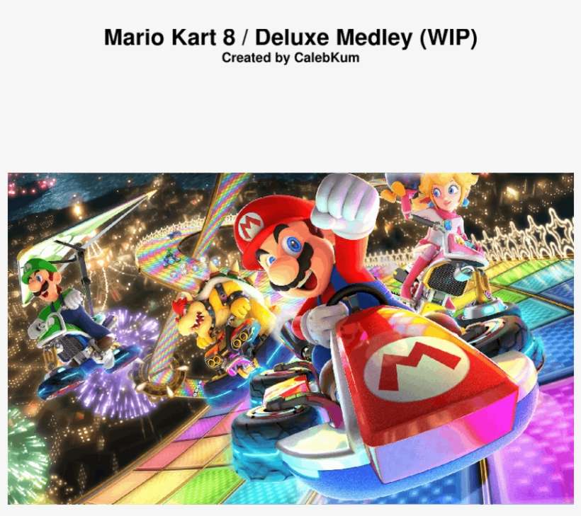 Mario Kart 8 Deluxe Medley Sheet Music For Piano Download - Super Mario Kart 8 Deluxe, transparent png download