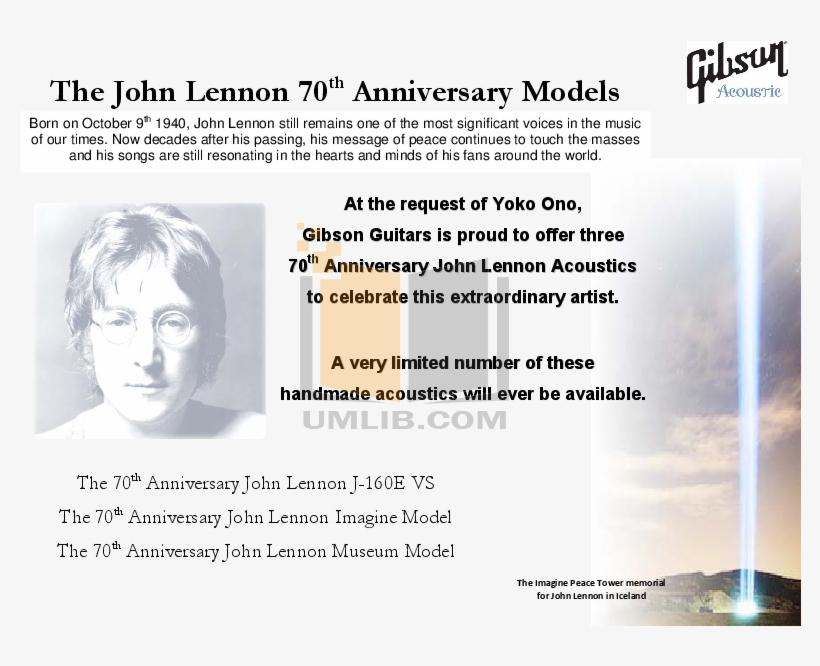 Pdf For Gibson Guitar John Lennon J160e Museum Manual - Gibson Guitars, transparent png download